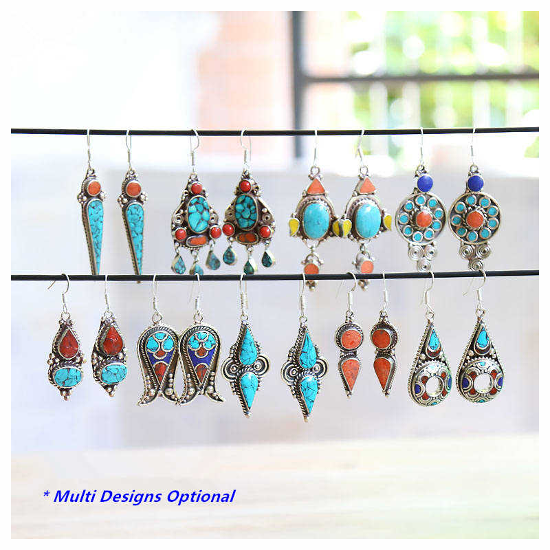 Ethnic Indian Fashion - E007 Par de aretes de mano