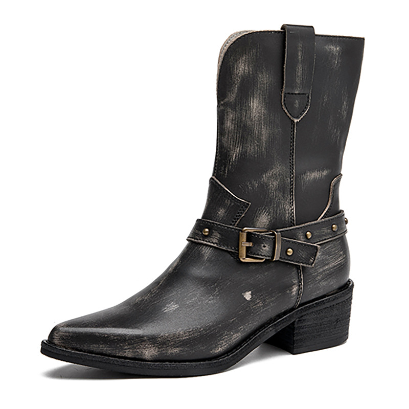 Ethnic Fashion Style - Botines de mujer con tacones gruesos
