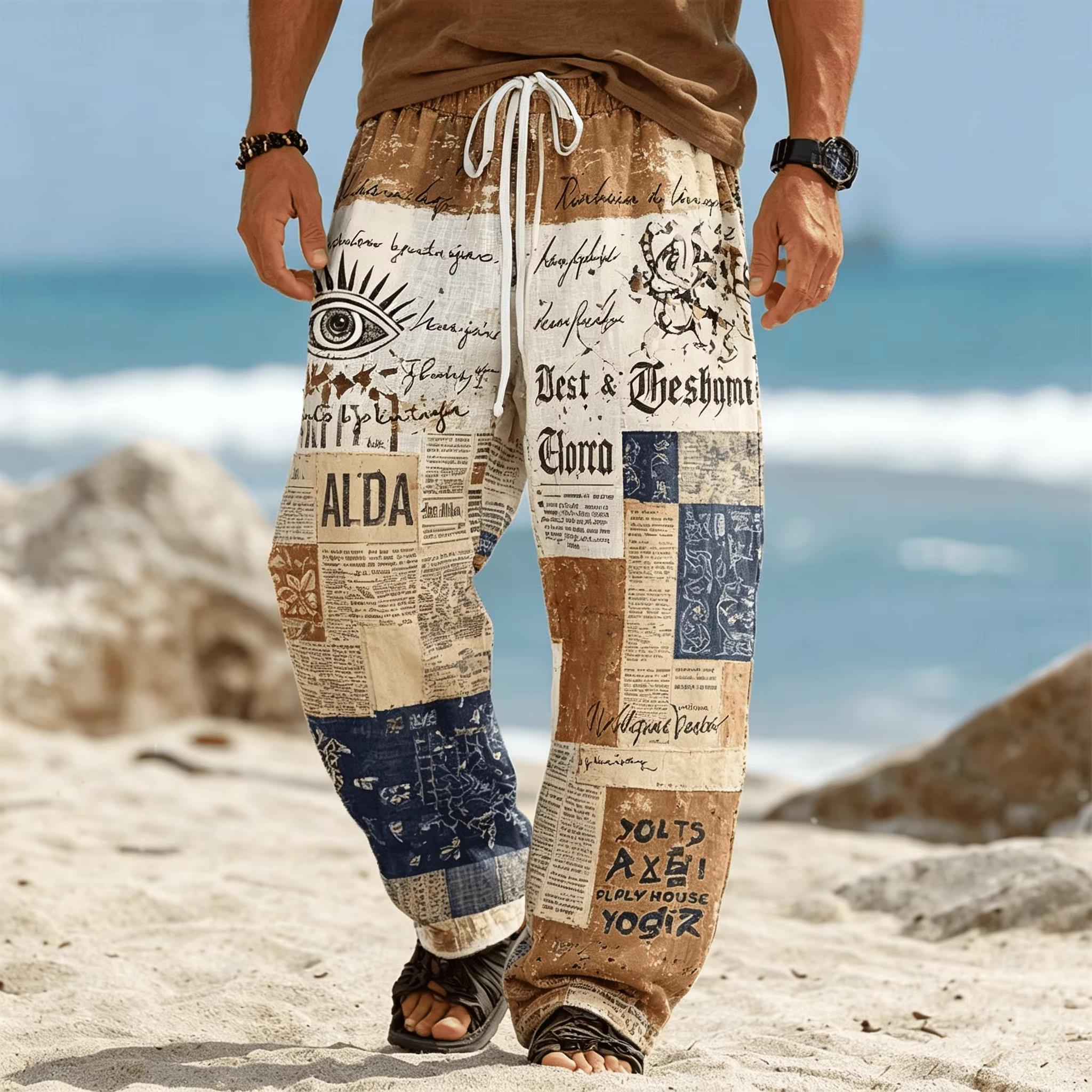 Ethnic Fashion For Men - Pantalones de pierna recta holgados de