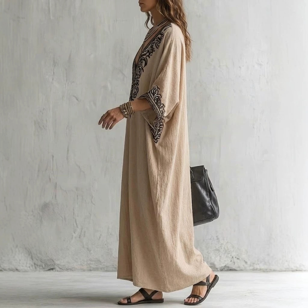 Vestido maxi caftán bordado es - Kaftan Women Boho reseña y precio