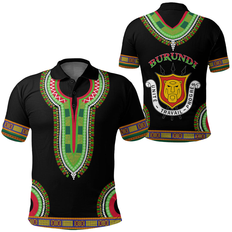 Polo con estampado 3D de mapa  - Dashiki Shirt Men reseña y precio