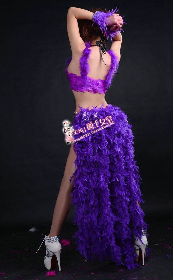 Traje de plumas largas sexys p - Fashion Show Ethnic Wear reseña y precio